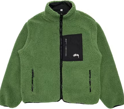 Stussy 8 Ball Sherpa Reversible Jacket - Green