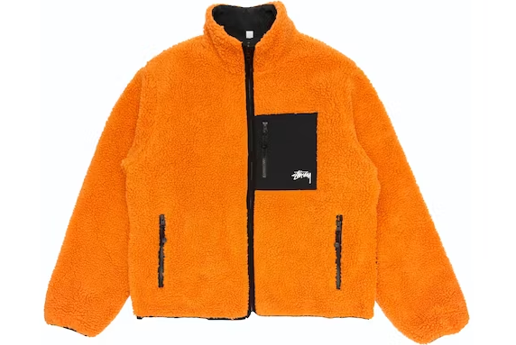 Stussy 8 Ball Sherpa Reversible Jacket - Orange