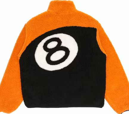 Stussy 8 Ball Sherpa Reversible Jacket - Orange